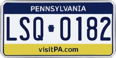 PA license plate LSQ0182