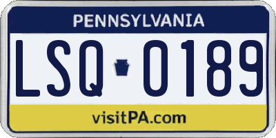 PA license plate LSQ0189