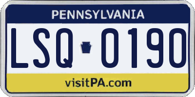 PA license plate LSQ0190