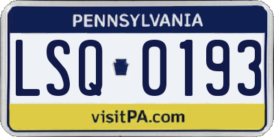 PA license plate LSQ0193