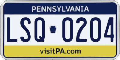 PA license plate LSQ0204