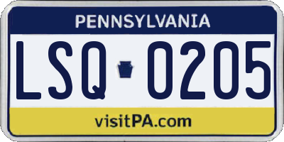 PA license plate LSQ0205