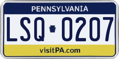 PA license plate LSQ0207