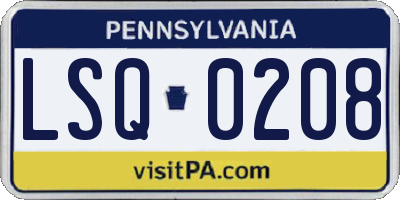 PA license plate LSQ0208