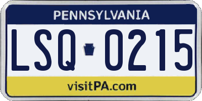 PA license plate LSQ0215
