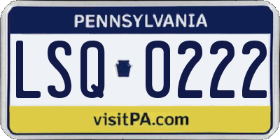 PA license plate LSQ0222