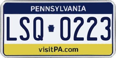 PA license plate LSQ0223