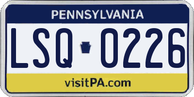 PA license plate LSQ0226