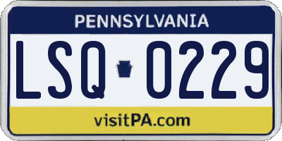 PA license plate LSQ0229