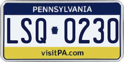 PA license plate LSQ0230
