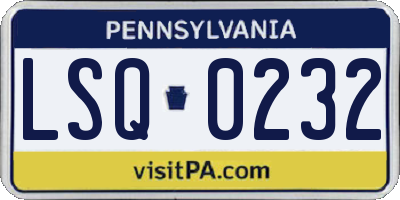 PA license plate LSQ0232