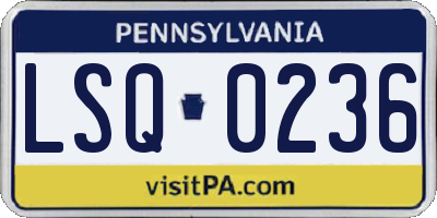 PA license plate LSQ0236