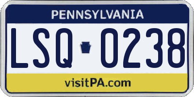 PA license plate LSQ0238