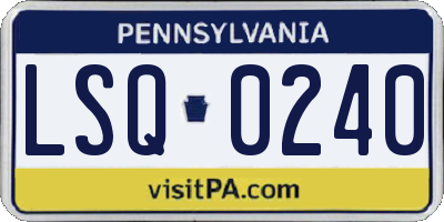 PA license plate LSQ0240