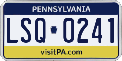 PA license plate LSQ0241