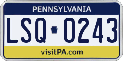 PA license plate LSQ0243