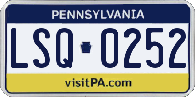 PA license plate LSQ0252