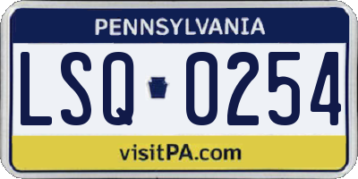 PA license plate LSQ0254