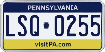 PA license plate LSQ0255