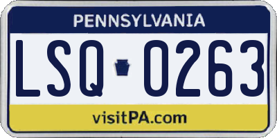 PA license plate LSQ0263