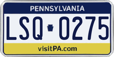 PA license plate LSQ0275
