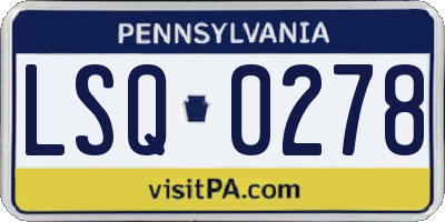 PA license plate LSQ0278