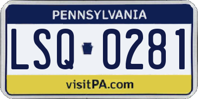 PA license plate LSQ0281