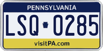PA license plate LSQ0285