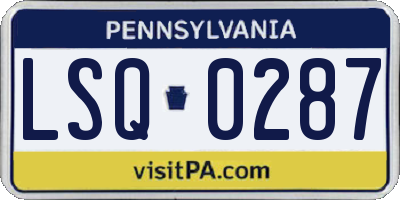 PA license plate LSQ0287