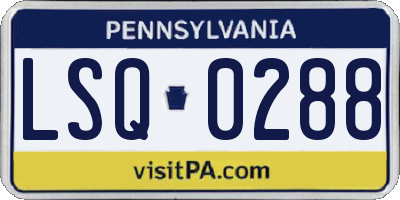 PA license plate LSQ0288