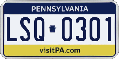 PA license plate LSQ0301