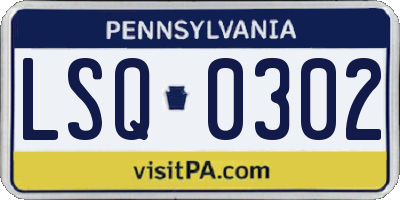 PA license plate LSQ0302