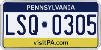 PA license plate LSQ0305
