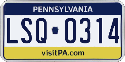 PA license plate LSQ0314