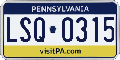 PA license plate LSQ0315