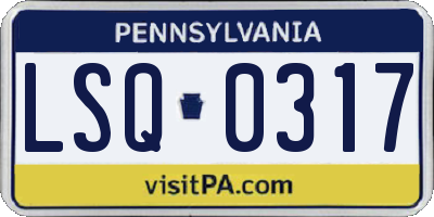 PA license plate LSQ0317