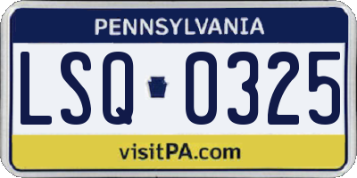 PA license plate LSQ0325