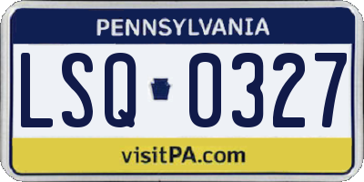 PA license plate LSQ0327