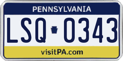 PA license plate LSQ0343