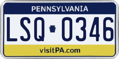 PA license plate LSQ0346