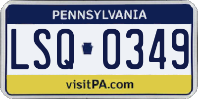 PA license plate LSQ0349