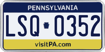 PA license plate LSQ0352
