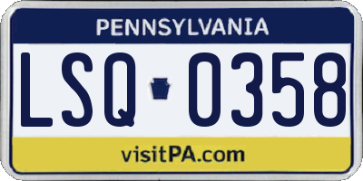 PA license plate LSQ0358