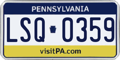 PA license plate LSQ0359