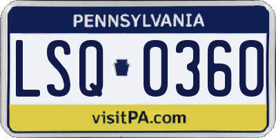 PA license plate LSQ0360