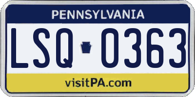 PA license plate LSQ0363