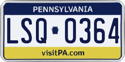 PA license plate LSQ0364