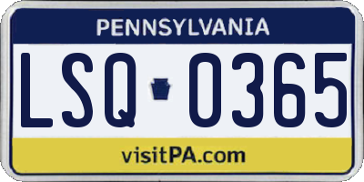 PA license plate LSQ0365