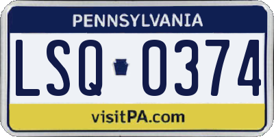 PA license plate LSQ0374
