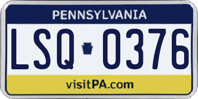 PA license plate LSQ0376